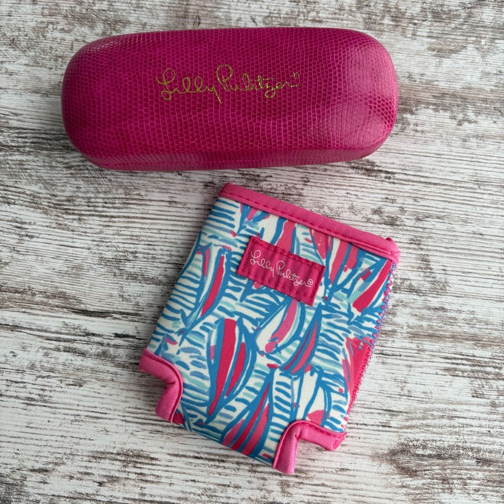 Lilly Pulitzer Glasses Hard Case and Can Cooler